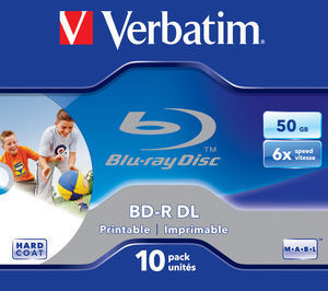 Verbatim BD-R DL 50GB 6x Wide Printable 10 Pack Jewel Case – No ID Brand