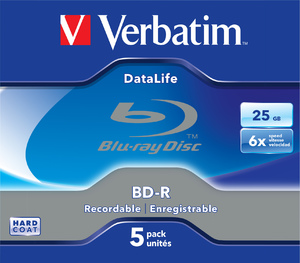 Verbatim BD-R Datalife 25GB 6x 5 Pack Jewel Case